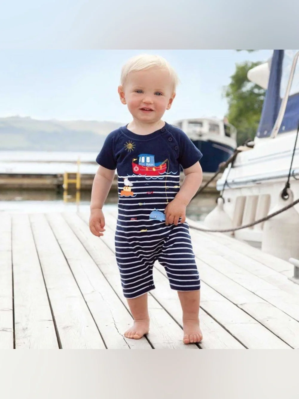 Jojo Maman Bebe Nautical Sailing Shortie Romper 18-24m
